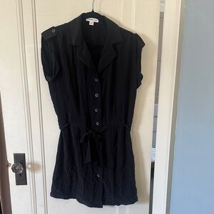 Coldwater Creek 100% Silk Black Mini Button Up Dress